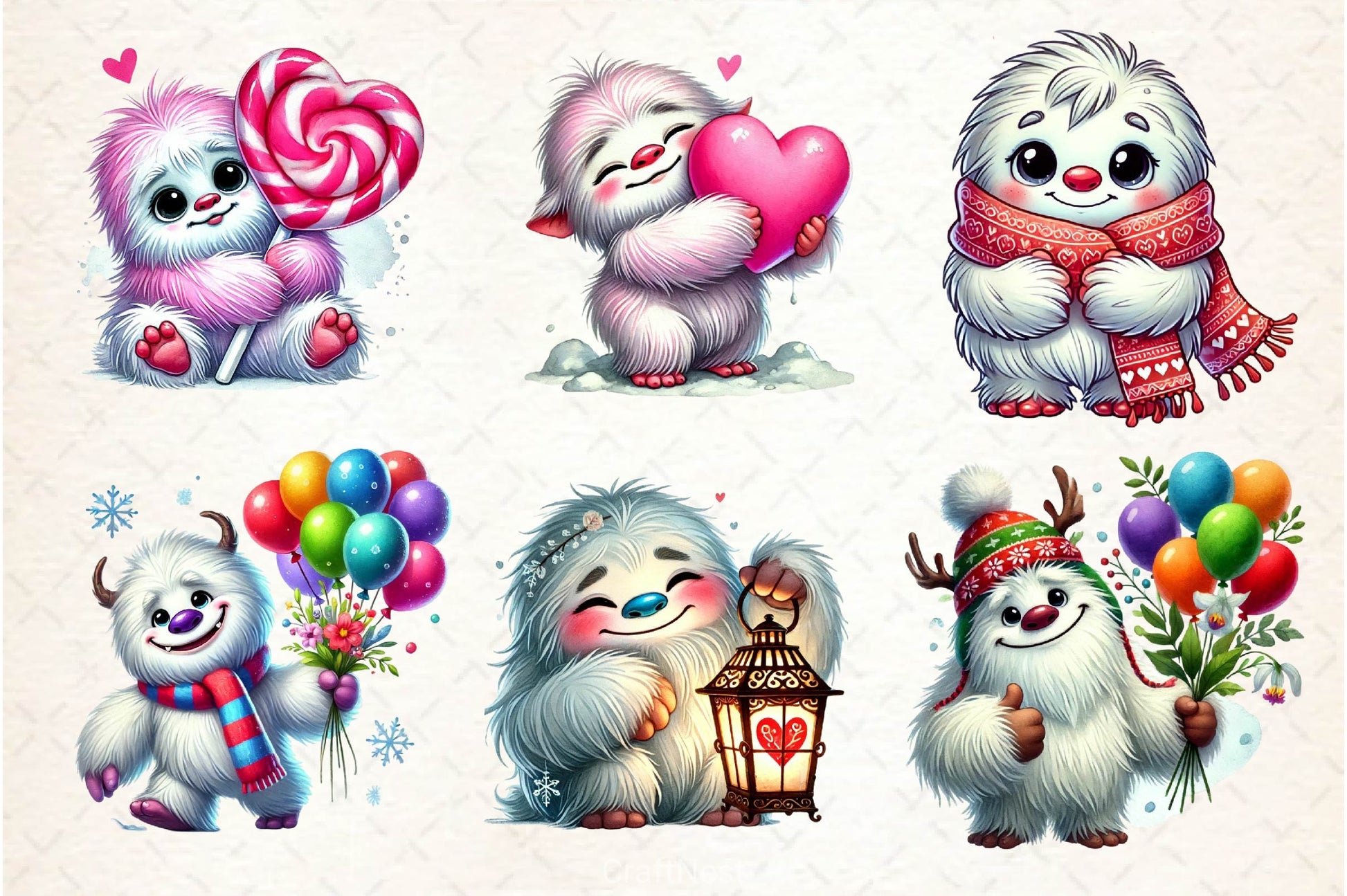 Valentine Cute Yeti Clipart Bundle 2 - CraftNest - Digital Crafting and Art