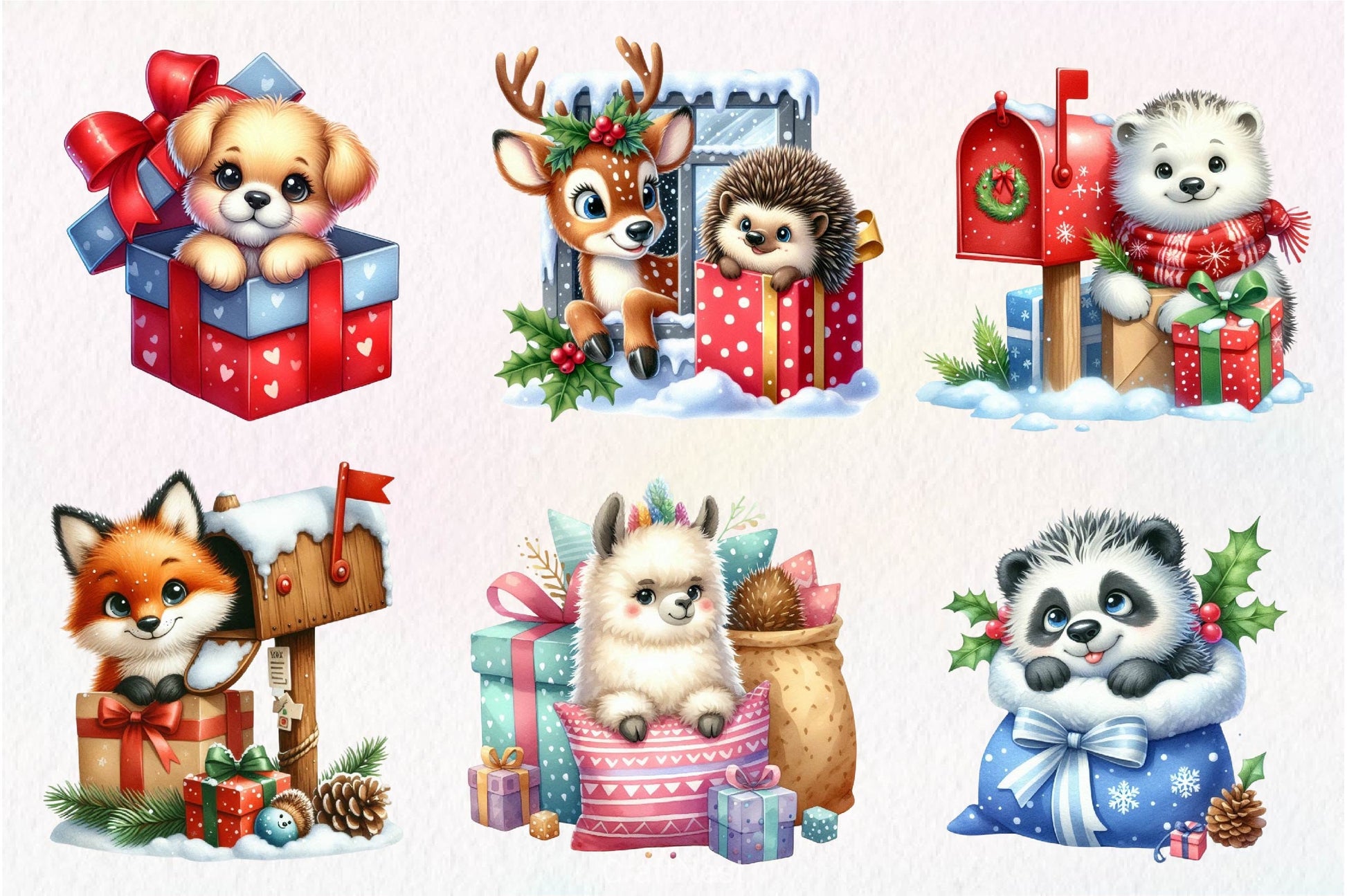 Christmas Animal Peeking Clipart Bundle - CraftNest - Digital Crafting and Art