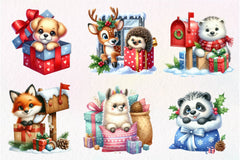 Christmas Animal Peeking Clipart Bundle - CraftNest - Digital Crafting and Art