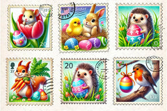 Easter Animals Postage Stamp Clipart Bundle 2 - CraftNest - Digital Crafting and Art