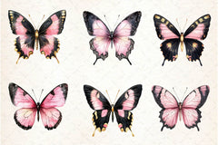 Black And Pink Butterfly Clipart Bundle - CraftNest - Digital Crafting and Art