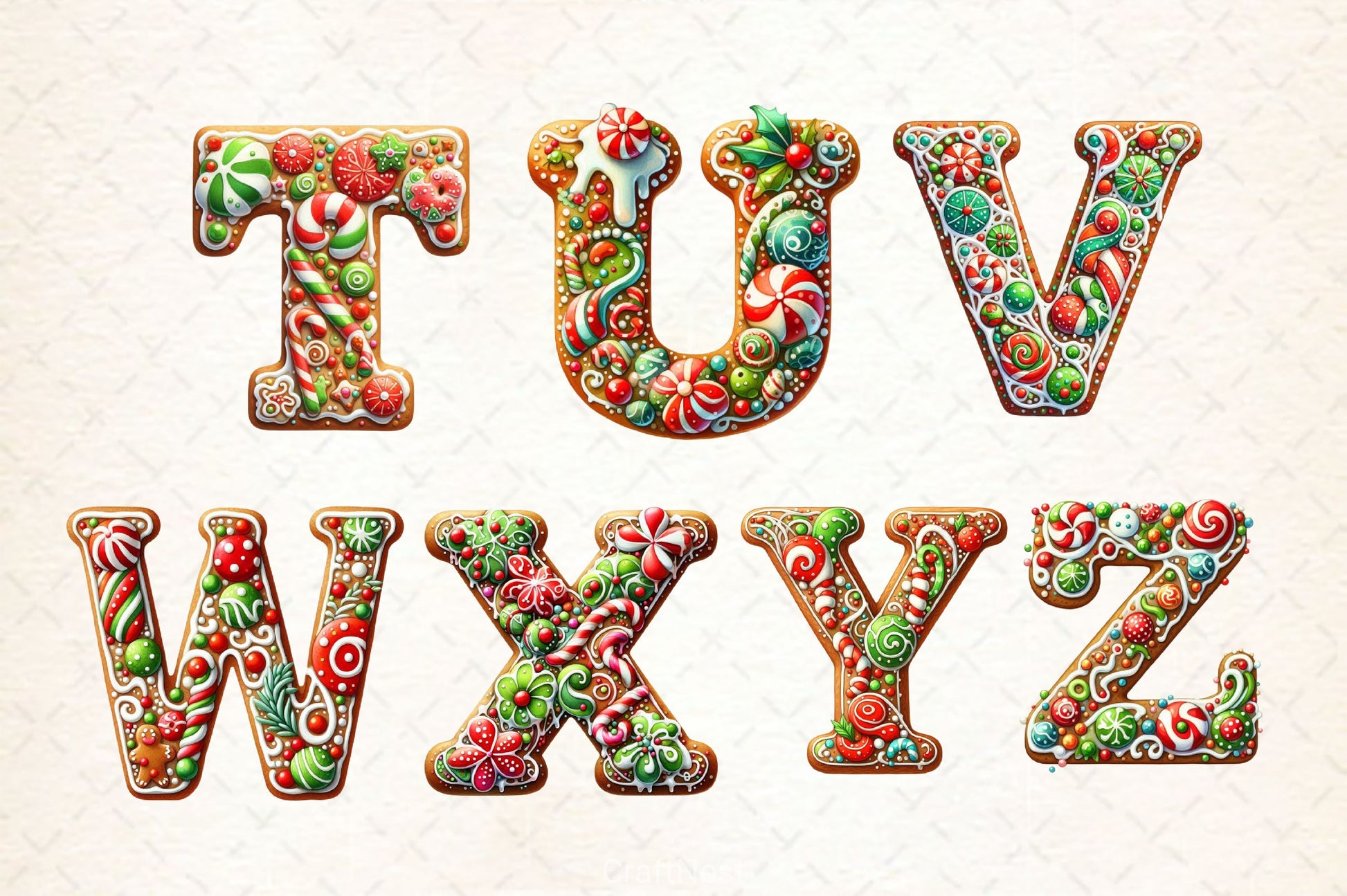 Christmas Gingerbread Alphabet Clipart Bundle 6 - CraftNest - Digital Crafting and Art
