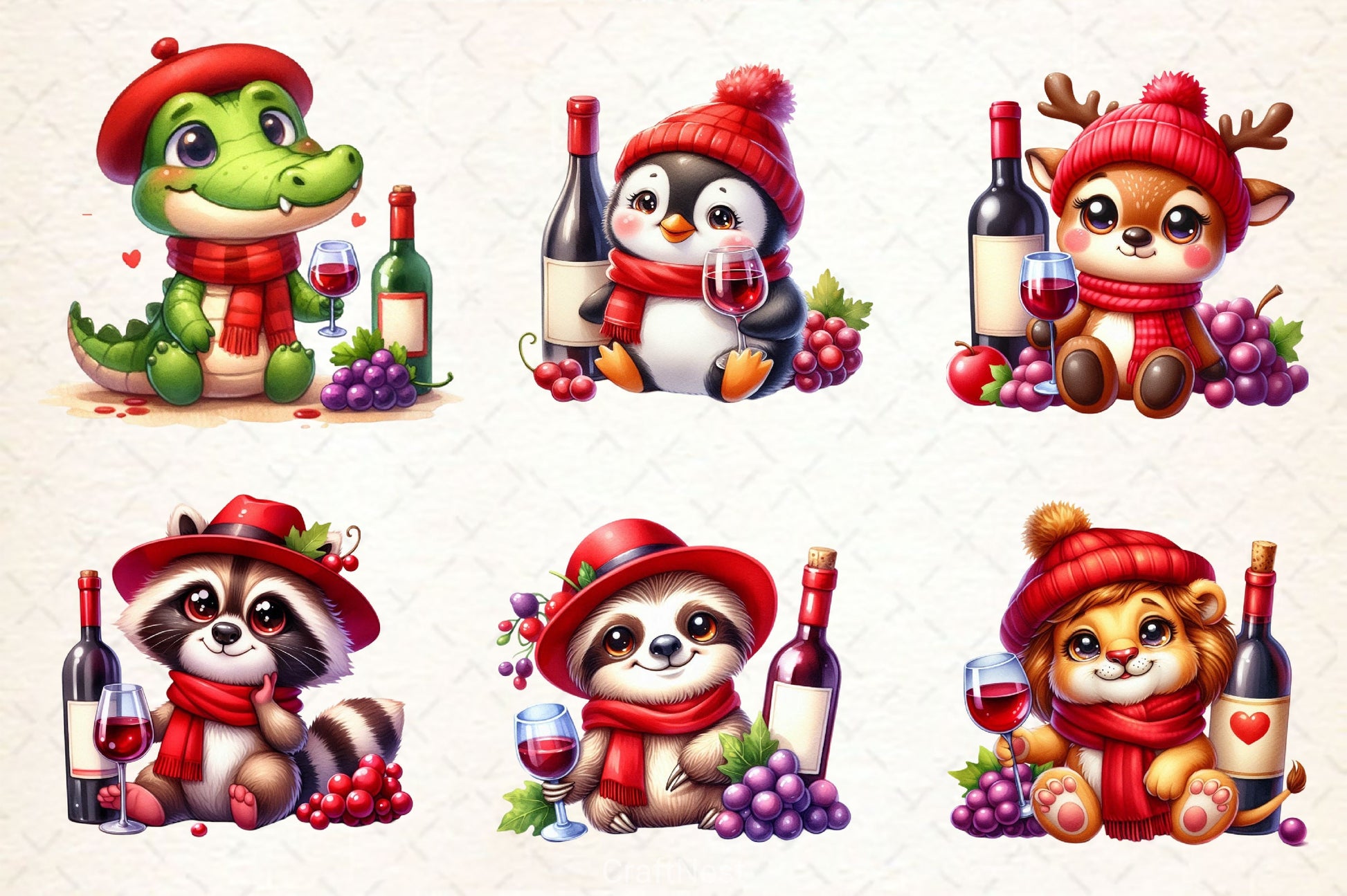 Wine Animals Clipart Bundle - CraftNest - Digital Crafting and Art