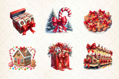 Christmas With Red Bow Clipart Bundle - CraftNest - Digital Crafting and Art