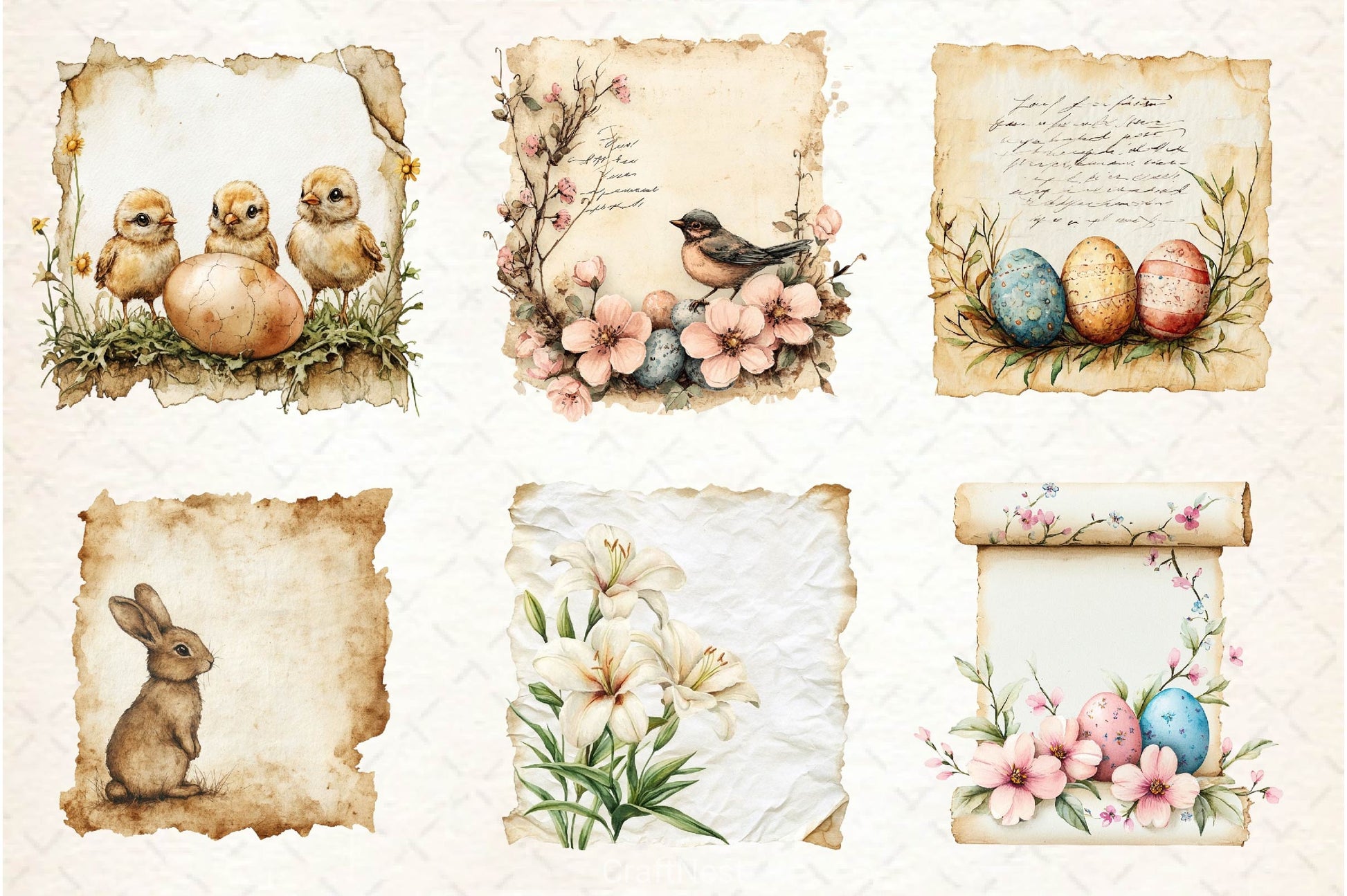 Easter Old Paper Clipart Bundle - CraftNest - Digital Crafting and Art