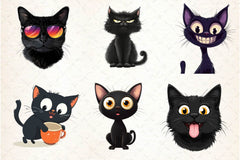 Funny Black Cat Clipart Bundle 5 - CraftNest - Digital Crafting and Art