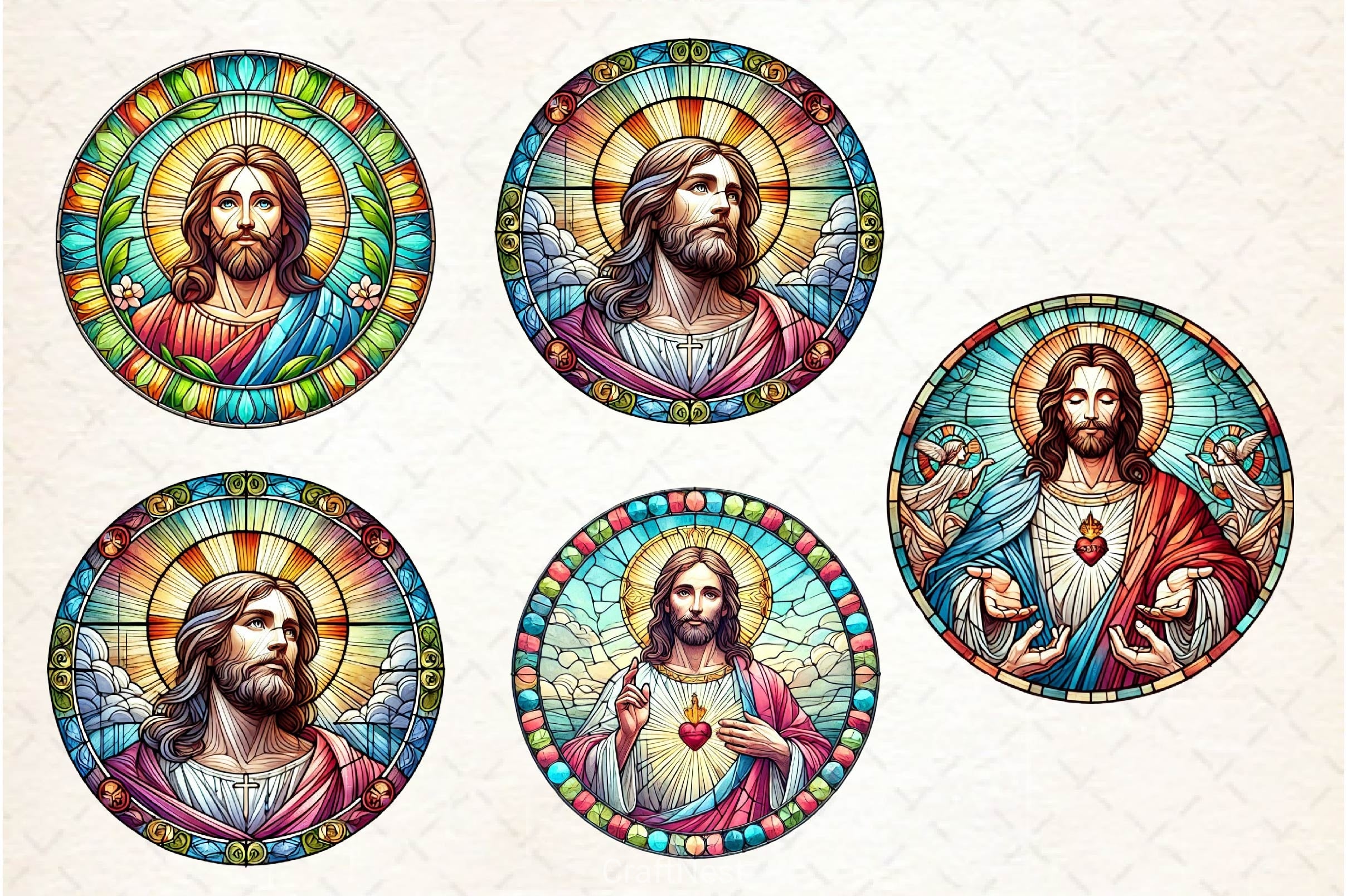 Stained Glass Jesus Clipart Bundle - CraftNest - Digital Crafting and Art