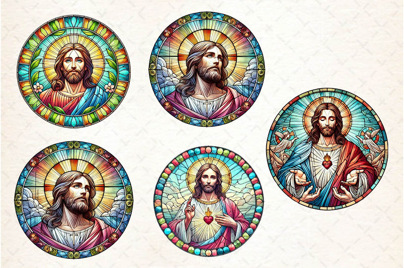 Stained Glass Jesus Clipart Bundle - CraftNest - Digital Crafting and Art