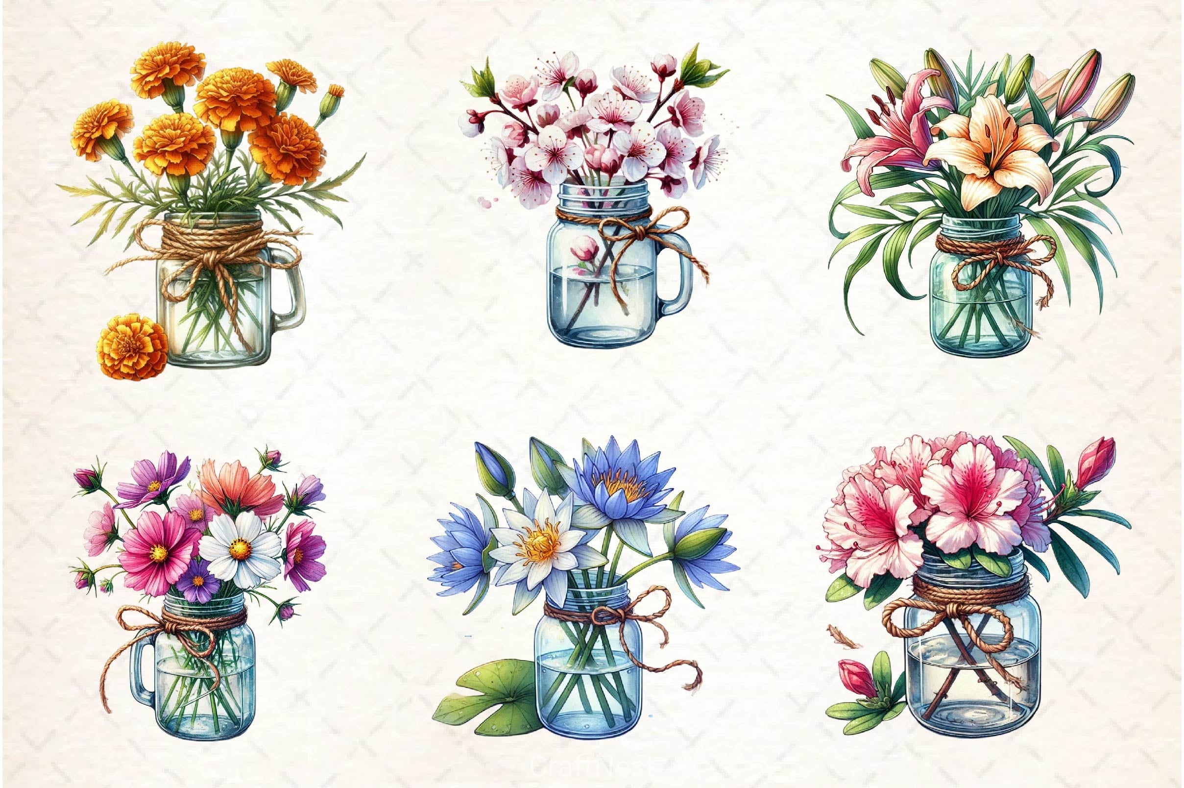 Flower Jar Clipart Bundle 6 - CraftNest - Digital Crafting and Art