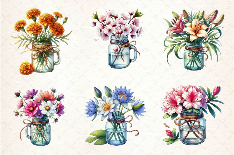 Flower Jar Clipart Bundle 6 - CraftNest - Digital Crafting and Art