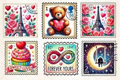 Valentine Postage Stamp Clipart Bundle - CraftNest - Digital Crafting and Art