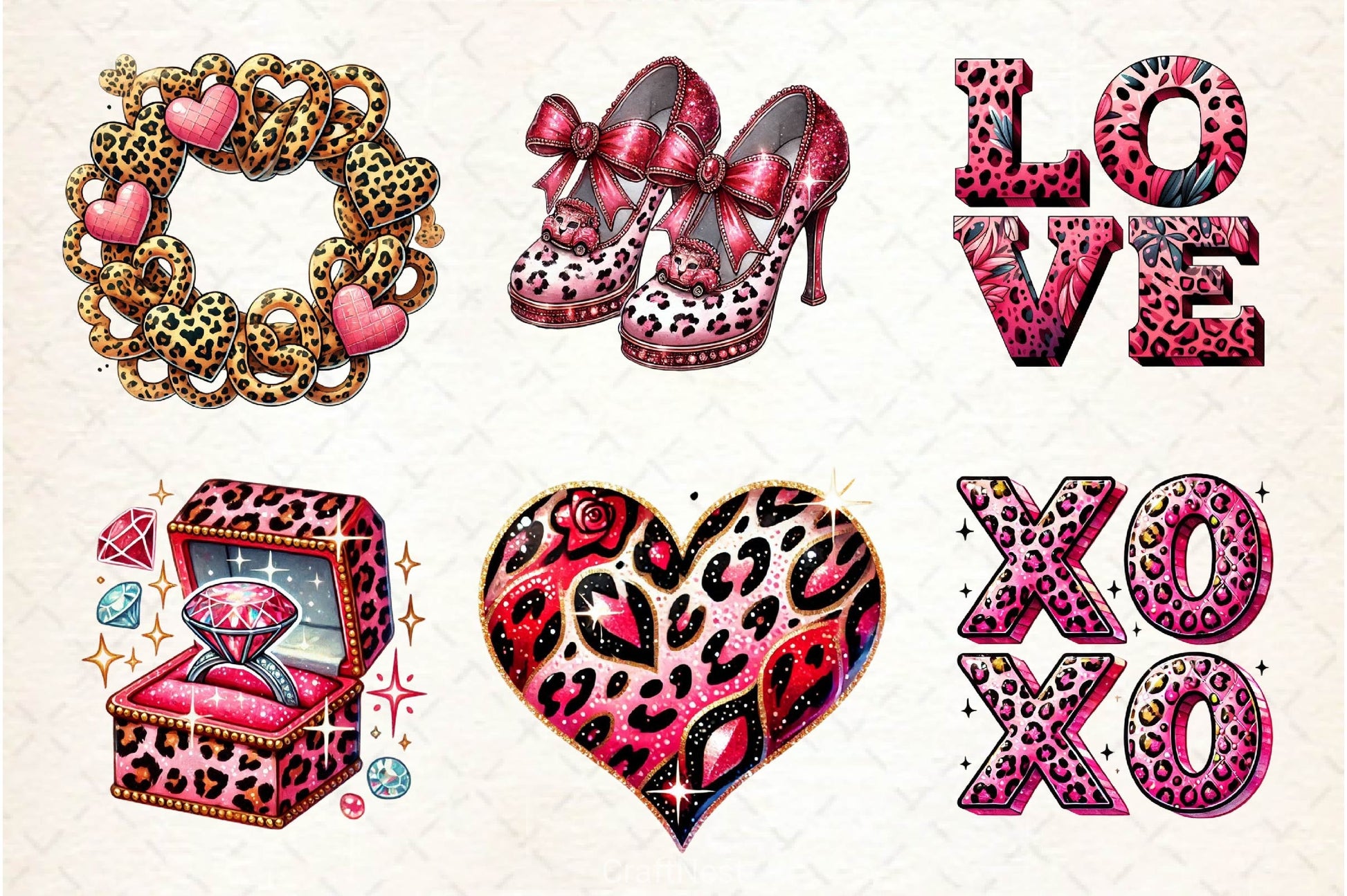 Valentine Love Leopard Clipart Bundle - CraftNest - Digital Crafting and Art