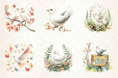 Spring White Doves Clipart Bundle 2 - CraftNest - Digital Crafting and Art