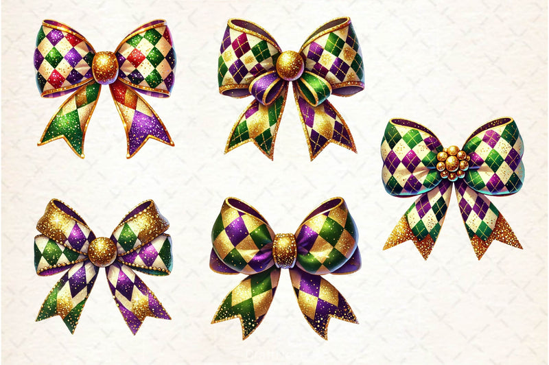 Mardi Gras Coquette Bow Clipart Bundle 2 - CraftNest - Digital Crafting and Art