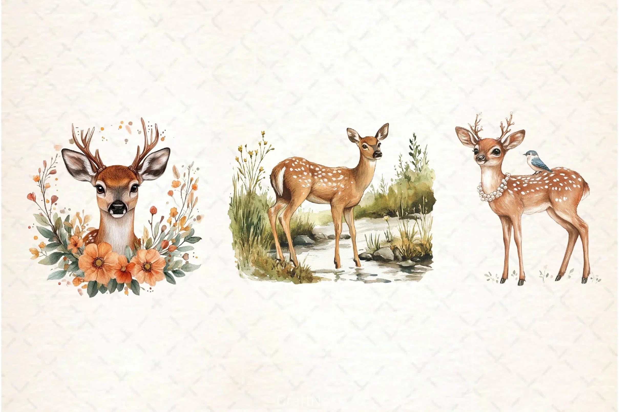 Spring Deer Clipart Bundle 2 - CraftNest - Digital Crafting and Art