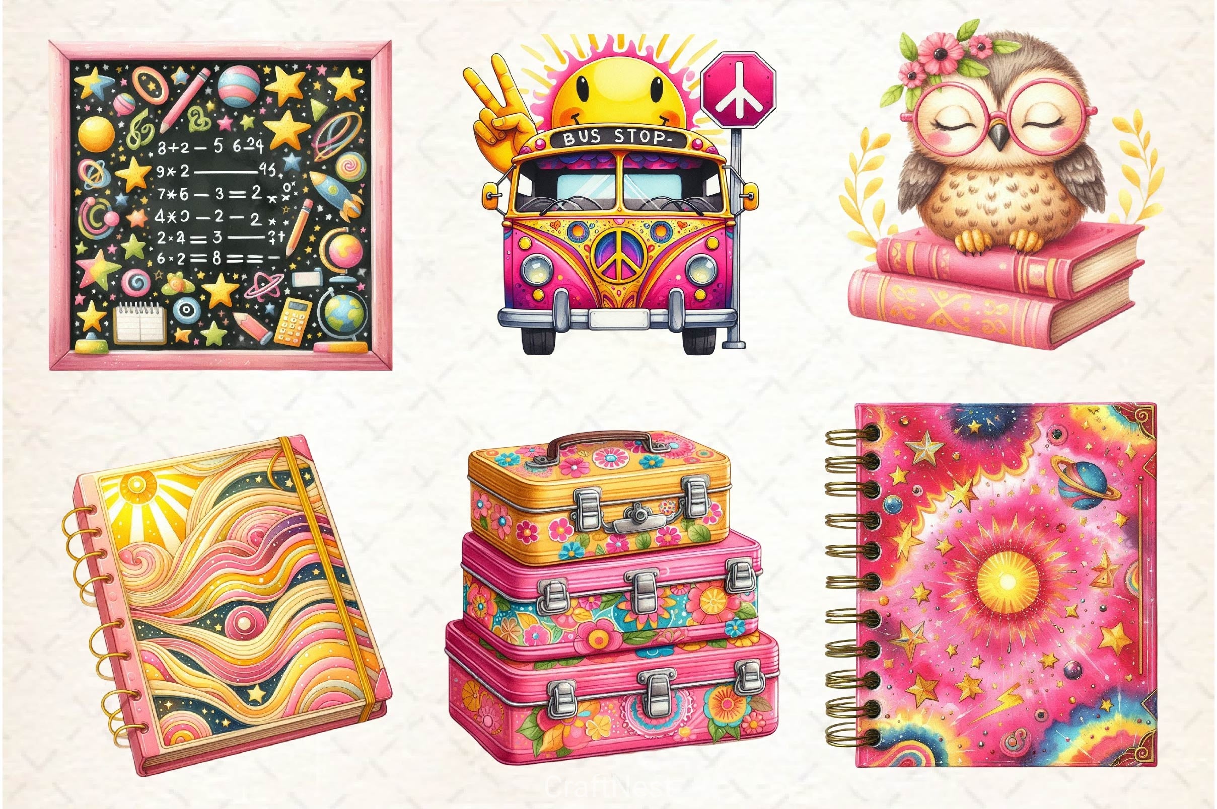 Groovy School Clipart Bundle 2 - CraftNest - Digital Crafting and Art