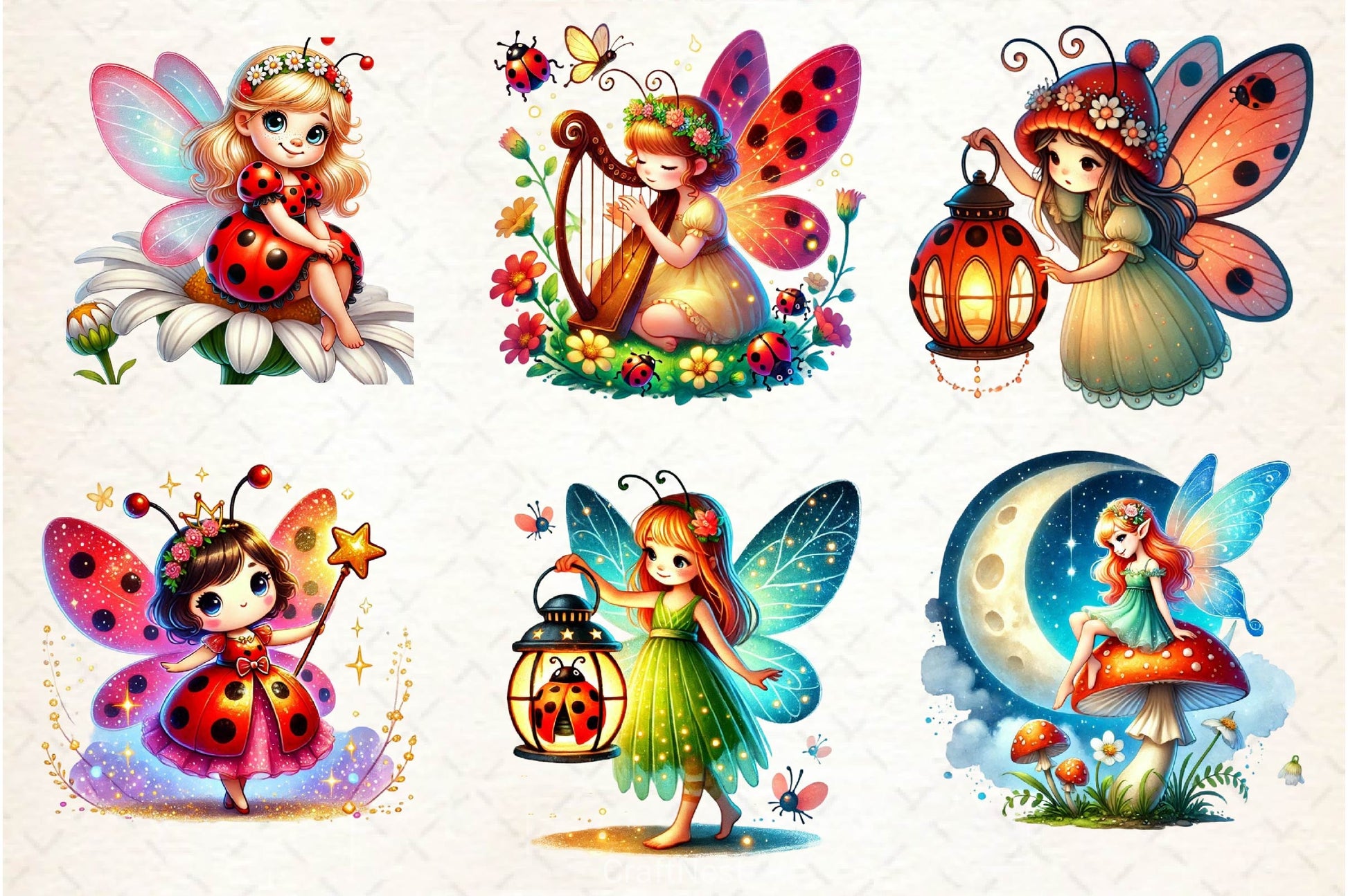 Ladybug Fairy Fantasy Clipart Bundle - CraftNest - Digital Crafting and Art