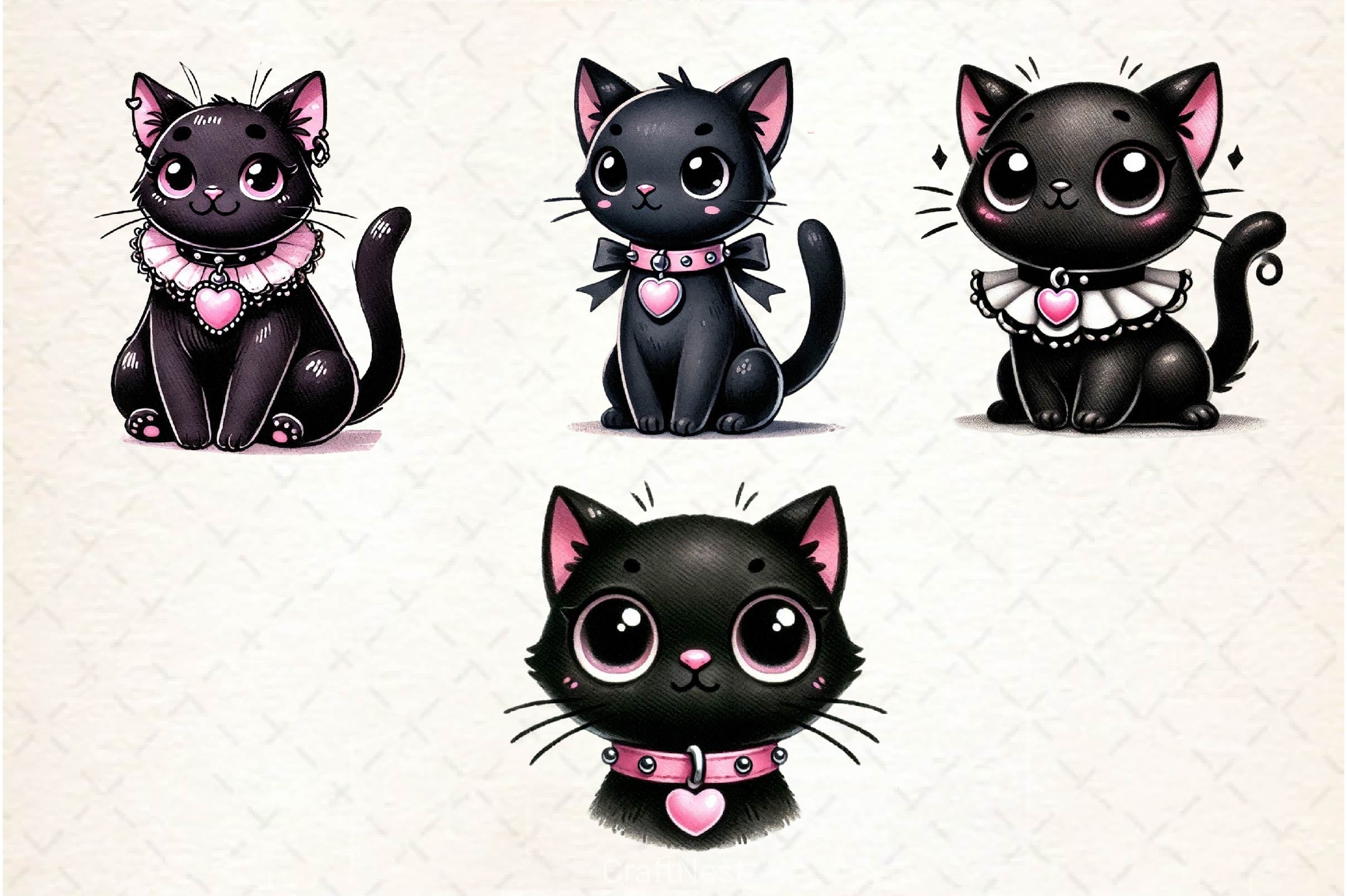 Gothic Black Cat Clipart Bundle - CraftNest - Digital Crafting and Art