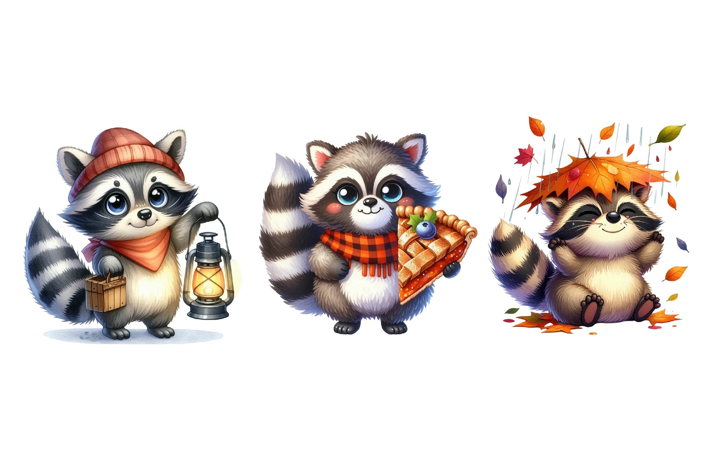 Autumn Raccoons Clipart Bundle 4 - CraftNest - Digital Crafting and Art