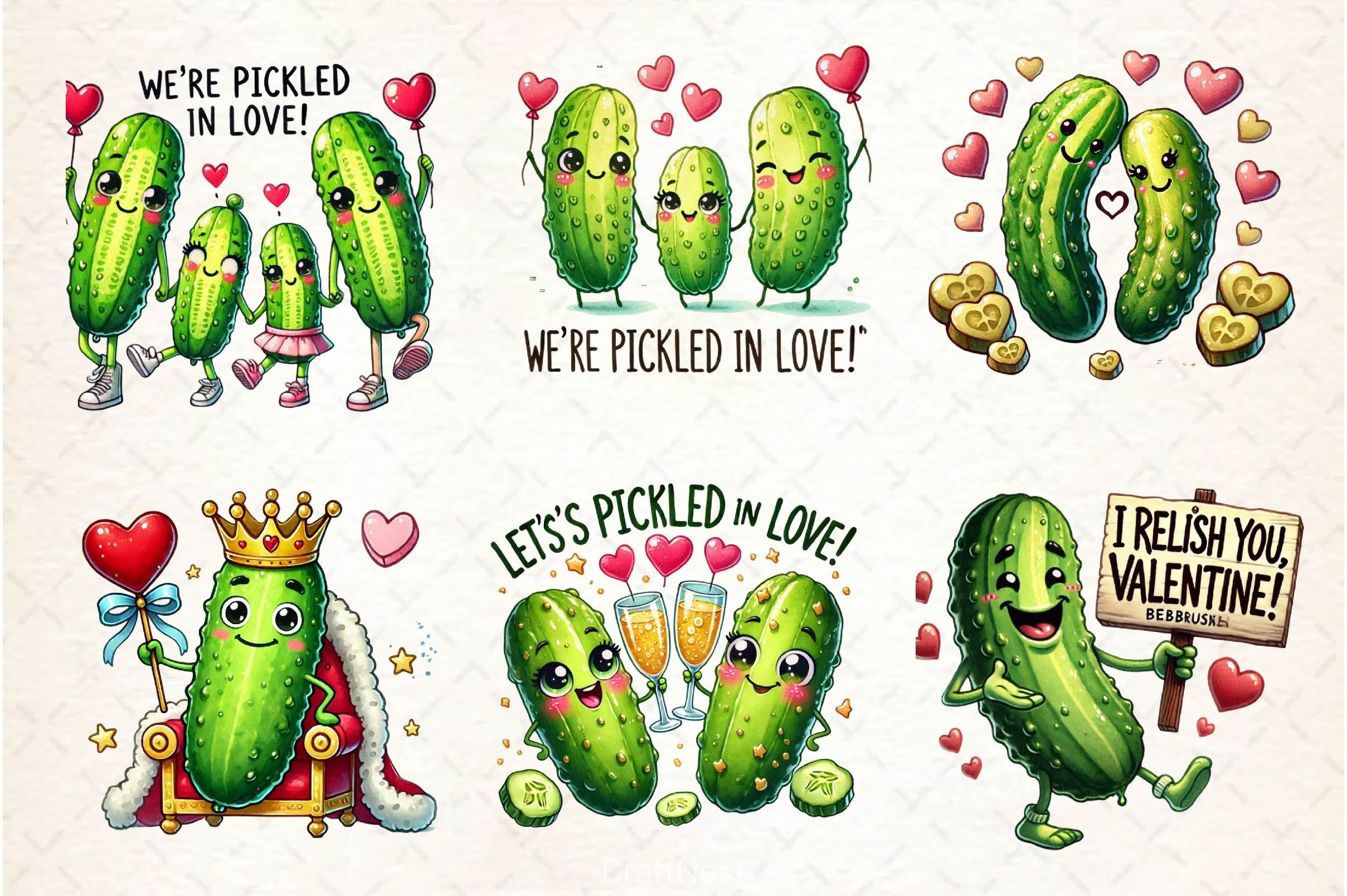 Cute Pickle In Valentines Clipart Bundle - CraftNest - Digital Crafting and Art