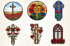 Poppy & Cross Faux Stained Glass Clipart Bundle - CraftNest - Digital Crafting and Art