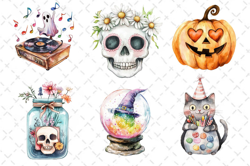 Cute Retro Halloween Clipart Bundle 2 - CraftNest - Digital Crafting and Art