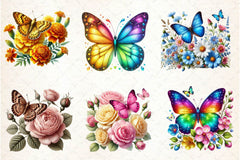 Spring Butterfly Flower Clipart Bundle - CraftNest - Digital Crafting and Art