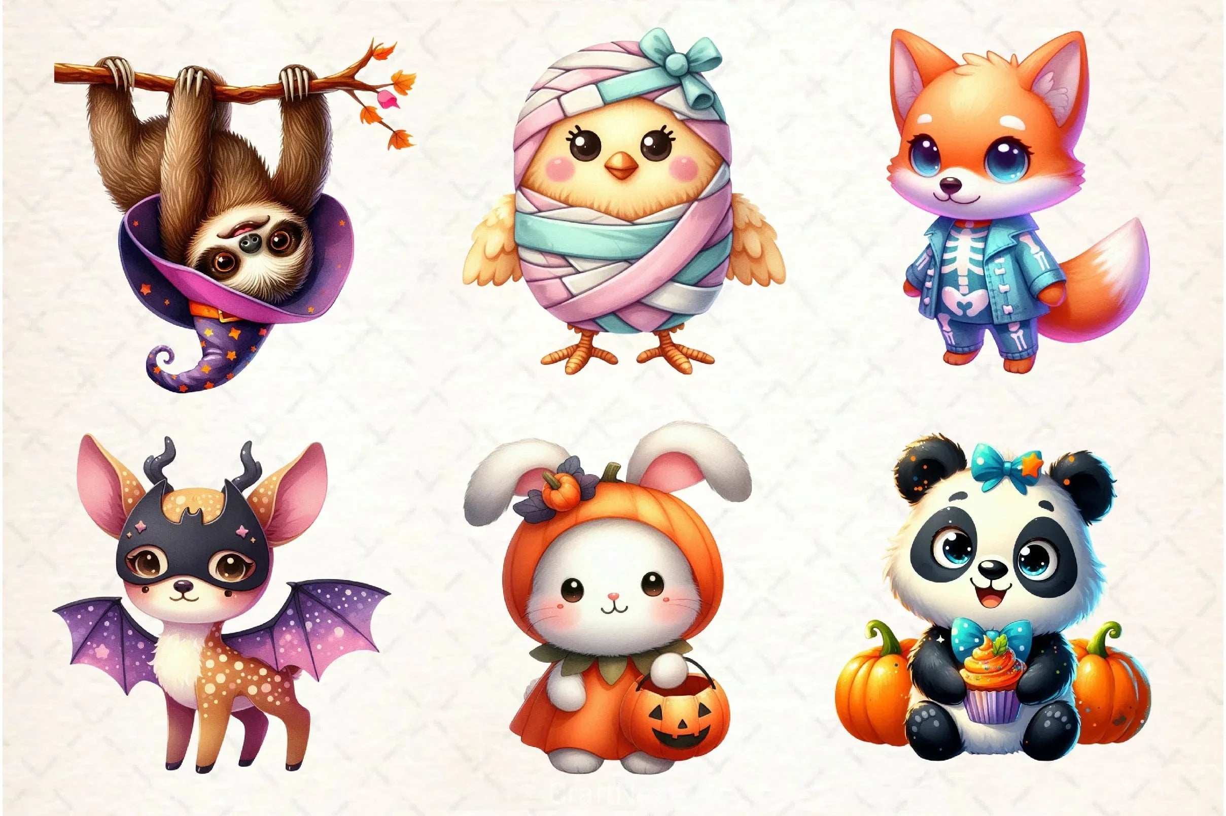 Cute Halloween Animals Clipart Bundle - CraftNest - Digital Crafting and Art