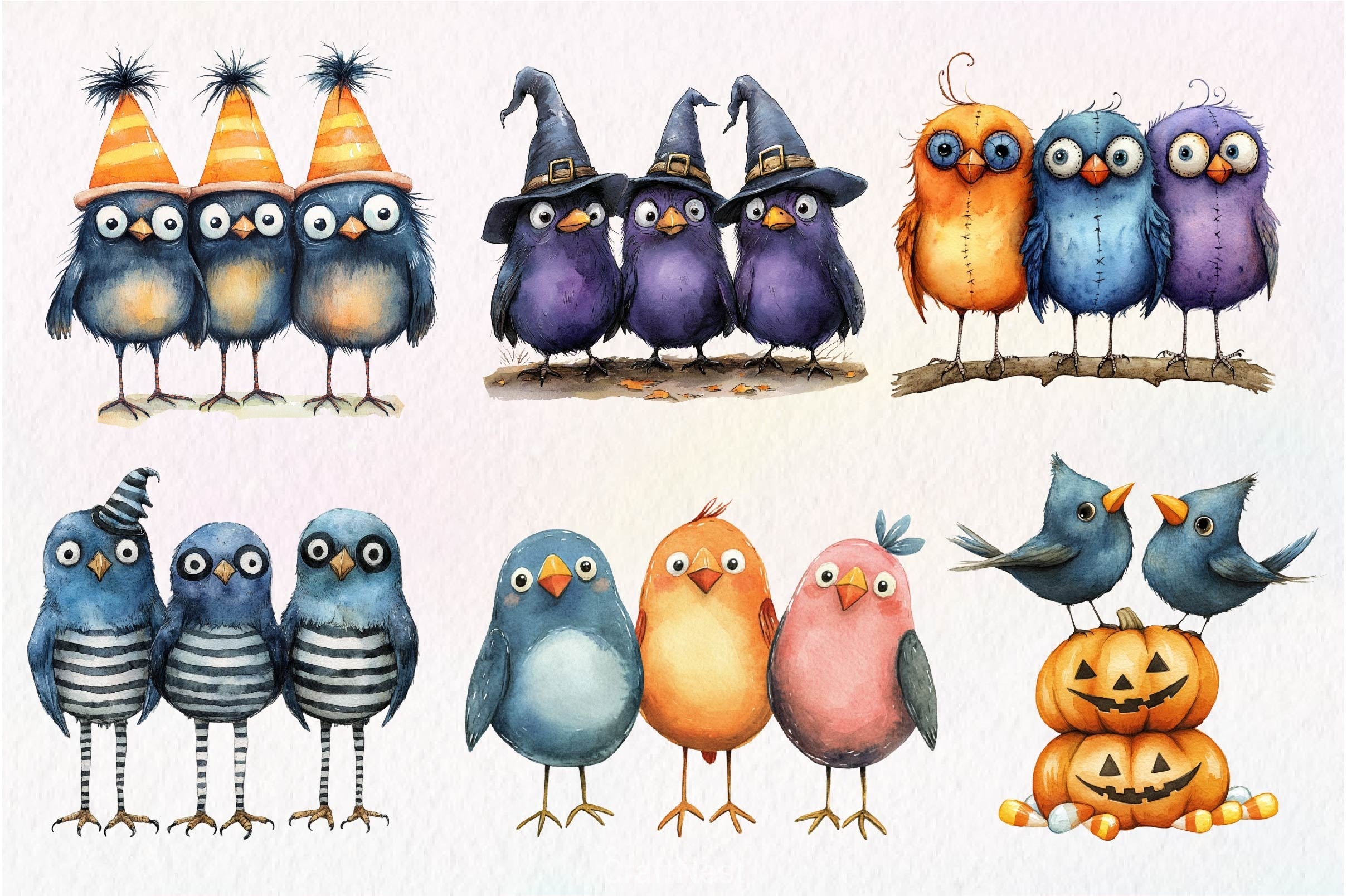 Halloween Quirky Birds Clipart Bundle - CraftNest - Digital Crafting and Art
