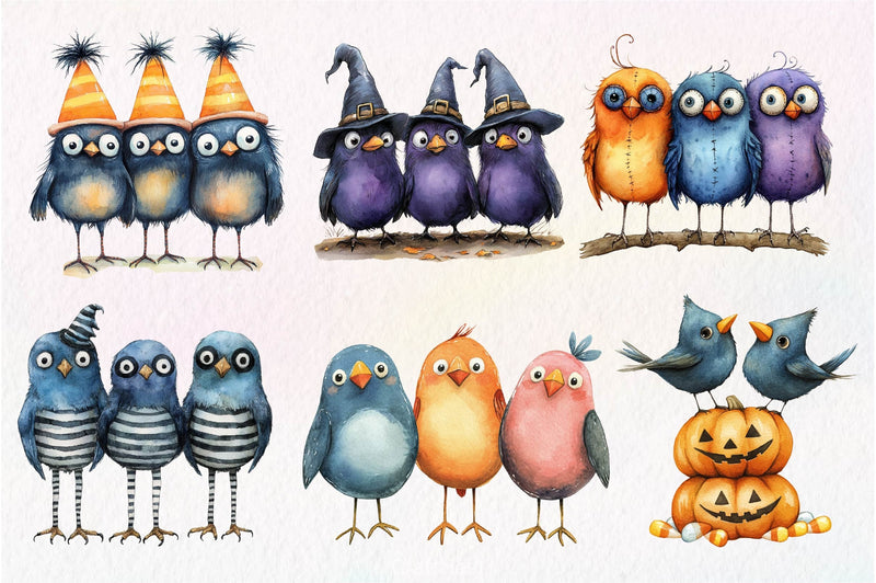 Halloween Quirky Birds Clipart Bundle - CraftNest - Digital Crafting and Art