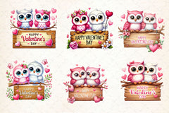 Valentine Cute Owls Clipart Bundle - CraftNest - Digital Crafting and Art