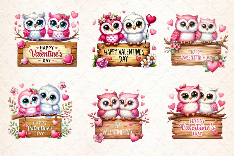 Valentine Cute Owls Clipart Bundle - CraftNest - Digital Crafting and Art