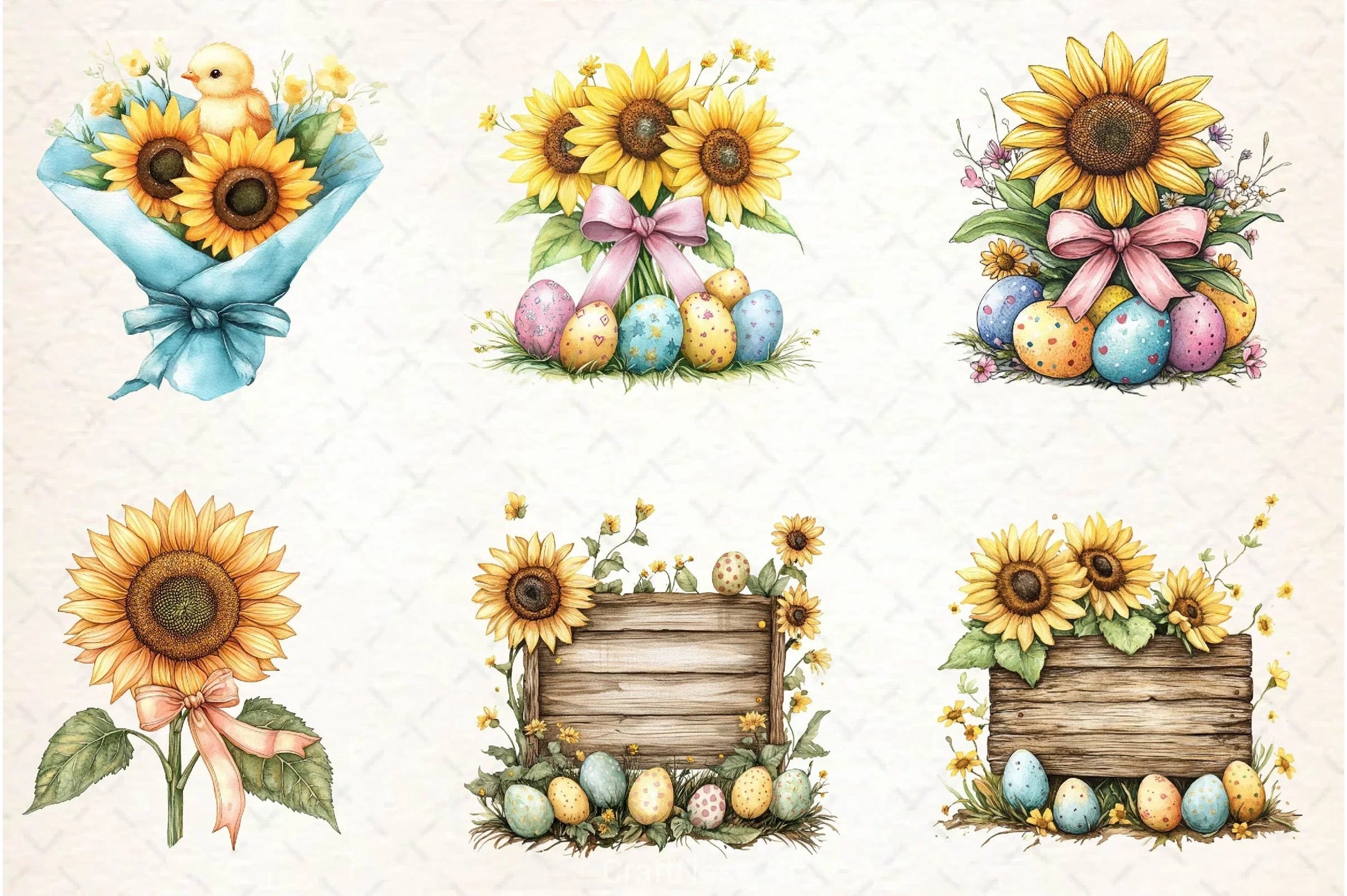 Easter Sunflowers Clipart Bundle 2 - CraftNest - Digital Crafting and Art