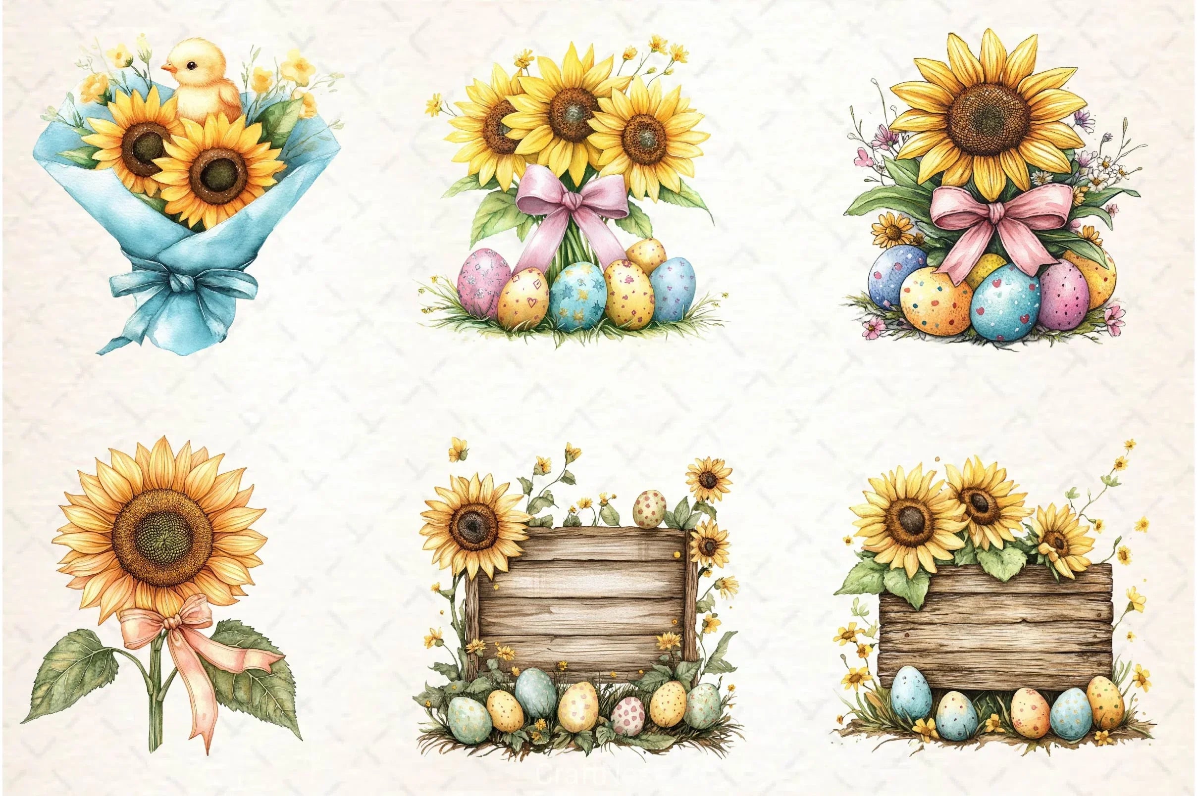 Easter Sunflowers Clipart Bundle 2 - CraftNest - Digital Crafting and Art