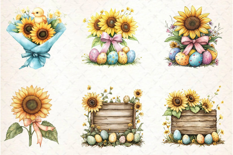 Easter Sunflowers Clipart Bundle 2 - CraftNest - Digital Crafting and Art