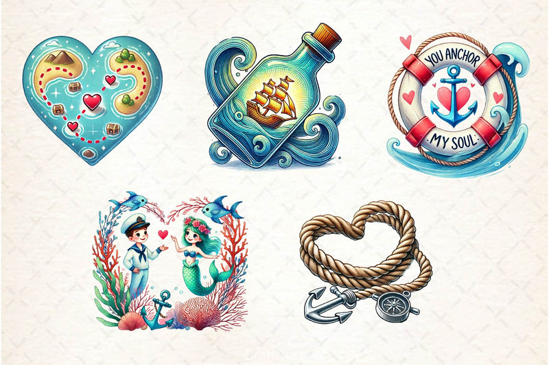 Love Maritime Valentines Clipart Bundle - CraftNest - Digital Crafting and Art