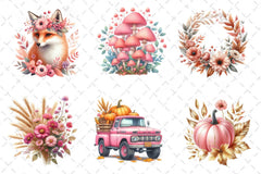 Pink Autumn Fall Clipart Bundle - CraftNest - Digital Crafting and Art