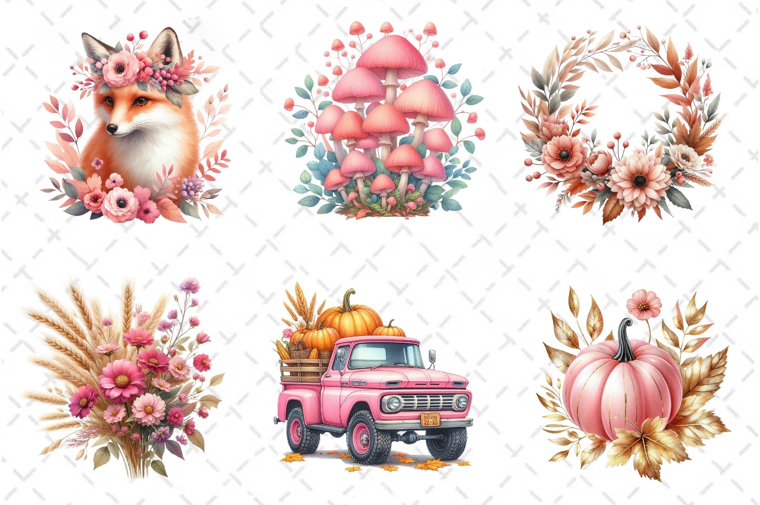 Pink Autumn Fall Clipart Bundle - CraftNest - Digital Crafting and Art