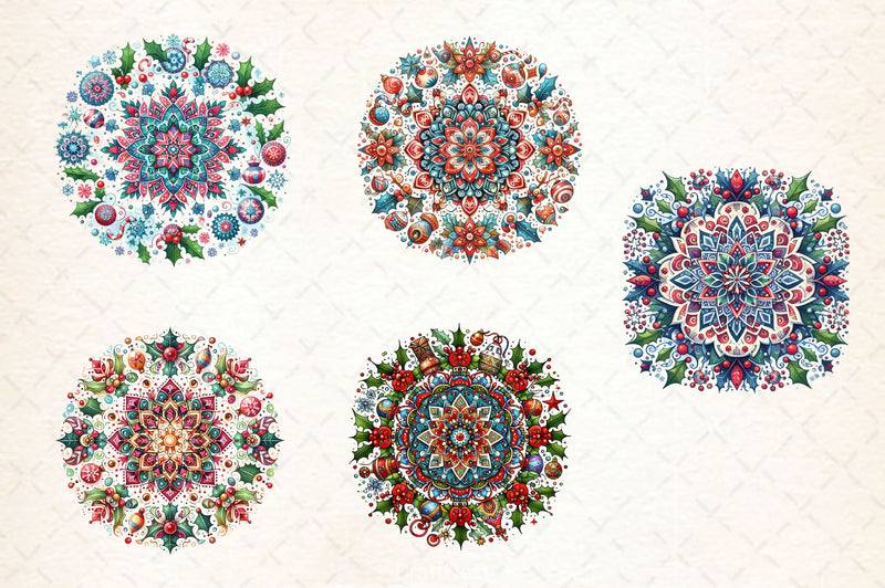 Boho Mandala Christmas Clipart Bundle - CraftNest - Digital Crafting and Art