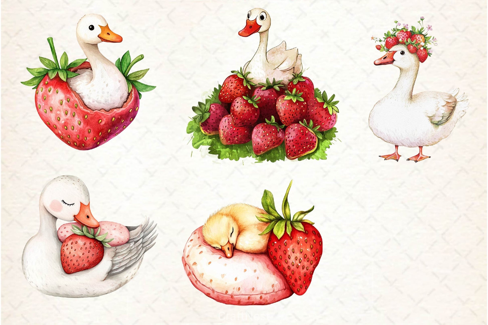 Strawberry Goose Clipart Bundle 2 - CraftNest - Digital Crafting and Art