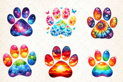 Colorful Animal Paw Print Clipart Bundle 2 - CraftNest - Digital Crafting and Art