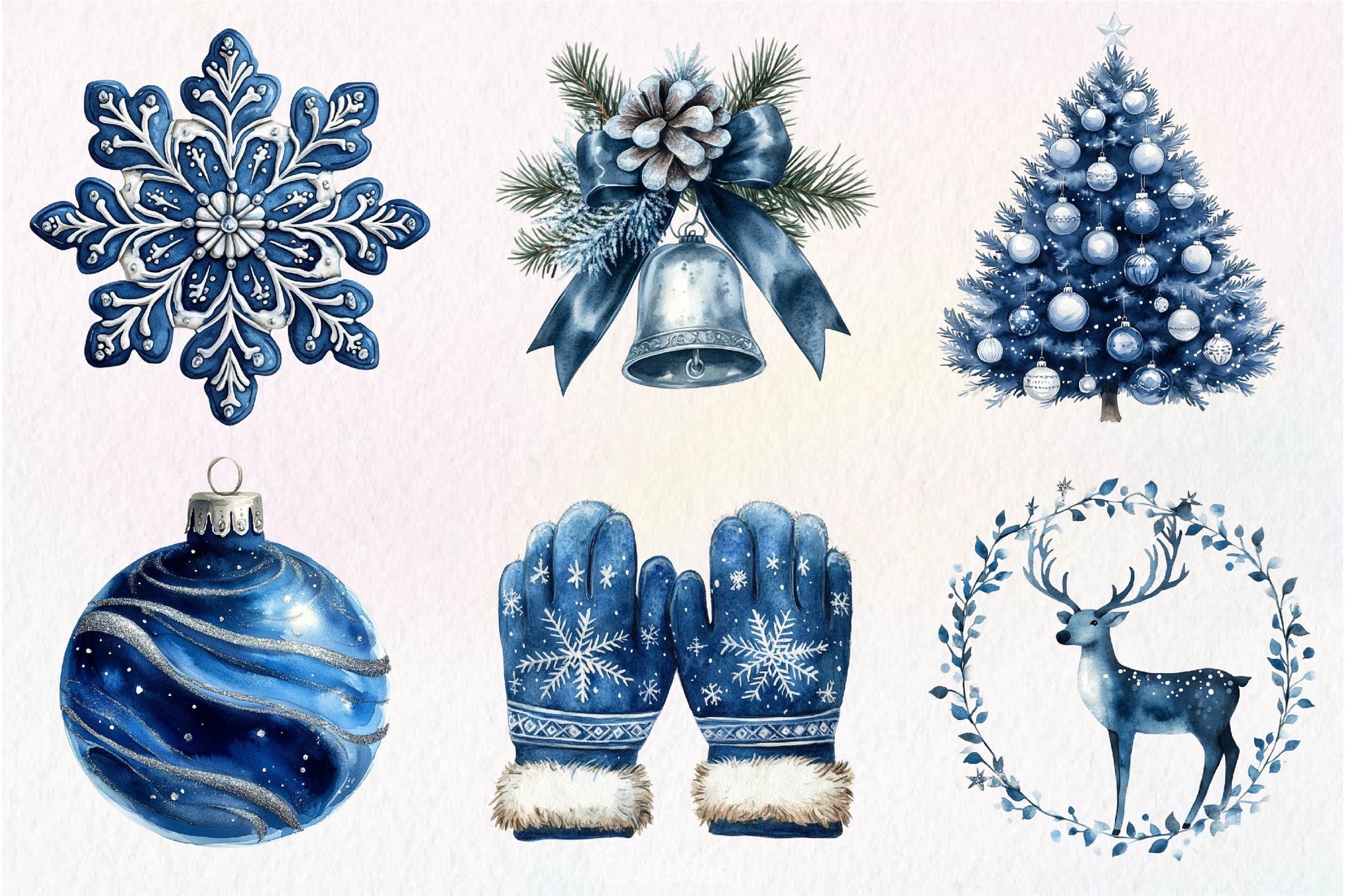Navy Blue Winter Christmas Clipart Bundle - CraftNest - Digital Crafting and Art