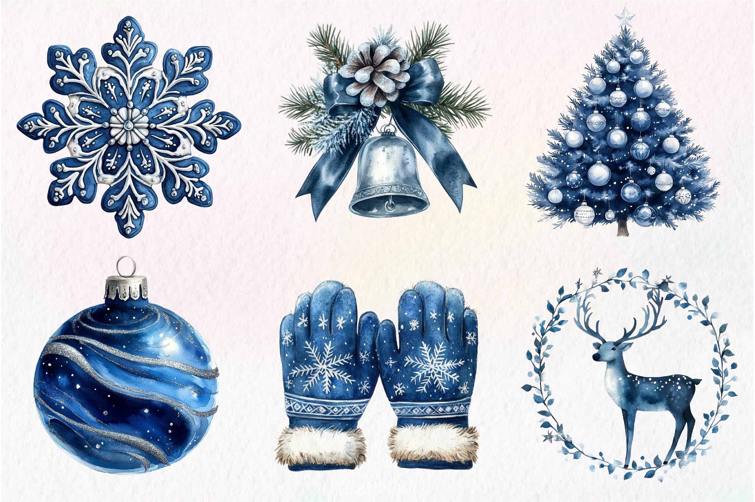 Navy Blue Winter Christmas Clipart Bundle - CraftNest - Digital Crafting and Art