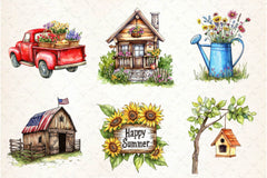 Happy Rustic Summer Clipart Bundle 2 - CraftNest - Digital Crafting and Art