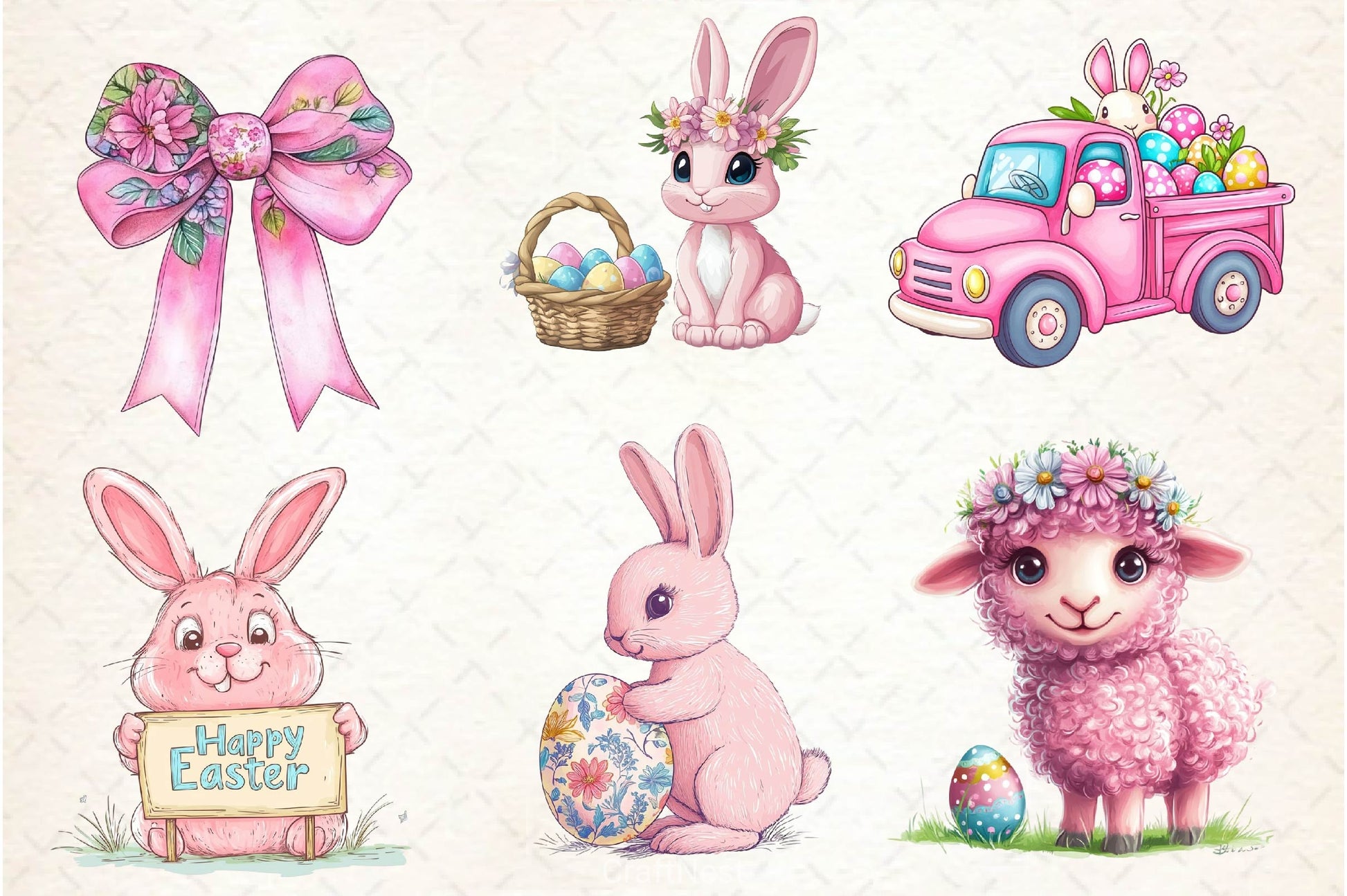 Pink Pastel Easter Clipart Bundle - CraftNest - Digital Crafting and Art