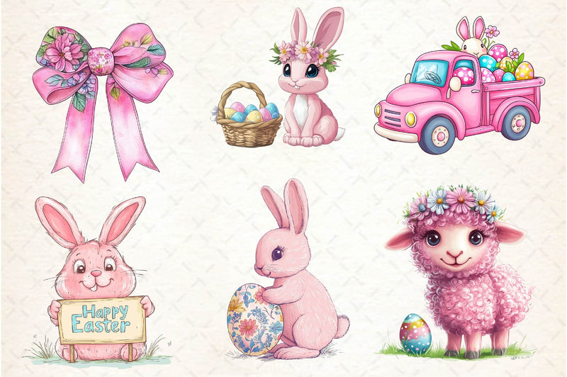 Pink Pastel Easter Clipart Bundle - CraftNest - Digital Crafting and Art