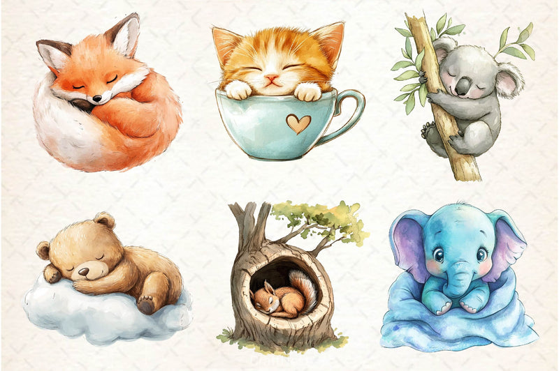 Sleepy Animals Clipart Bundle 3 - CraftNest - Digital Crafting and Art