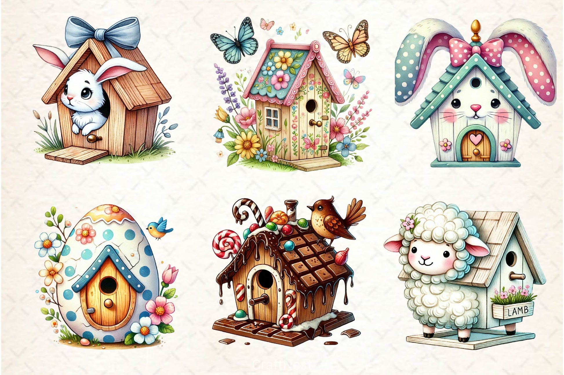 Easter Bird House Clipart Bundle 12 - CraftNest - Digital Crafting and Art