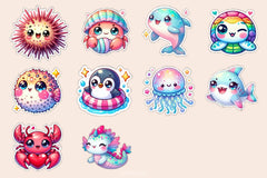 Cute Kawaii Sea Animals Clipart Bundle - CraftNest - Digital Crafting and Art