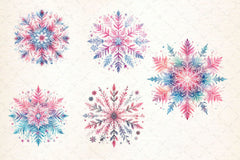 Pink Pastel Snowflake Clipart Bundle - CraftNest - Digital Crafting and Art